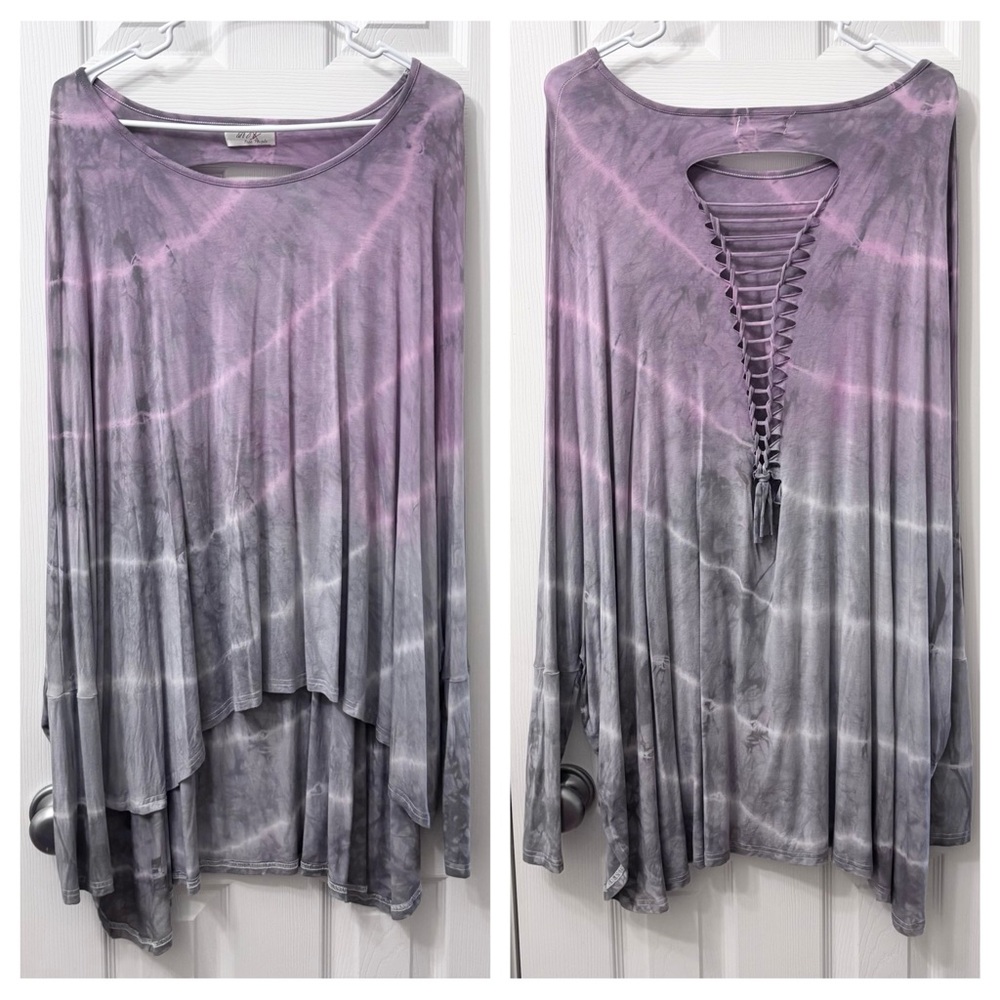 Gypsy Junkies x Free People Lavender Tie-Dye Oversized Tunic Womens One Size - Picture 8 of 9